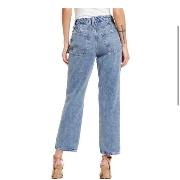 Good American Blue Jeans 90’s Duster Distressed Size 4/27 NEW - Picture 2 of 9